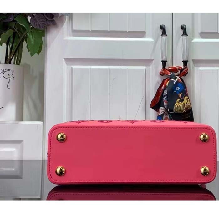 Louis Vuitton LV Women Capucines BB Handbag Pink Calfskin Leather Cowhide Lining