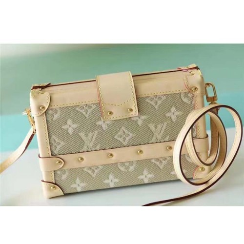 Louis Vuitton Women Petite Malle Beige Monogram Coated Canvas Cowhide Leather Sheepskin