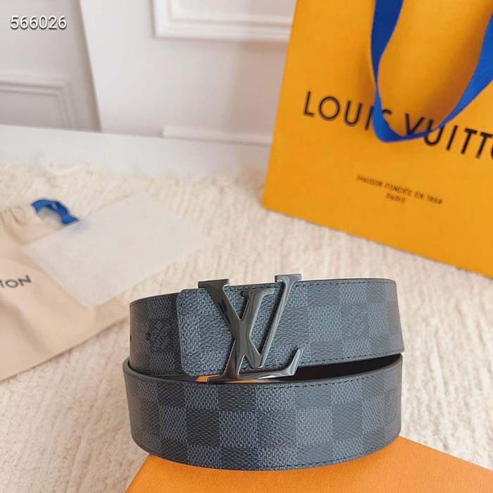 Louis Vuitton Unisex LV Initiales 40 MM Reversible Belt Grey Canvas Calf Leather M0213T