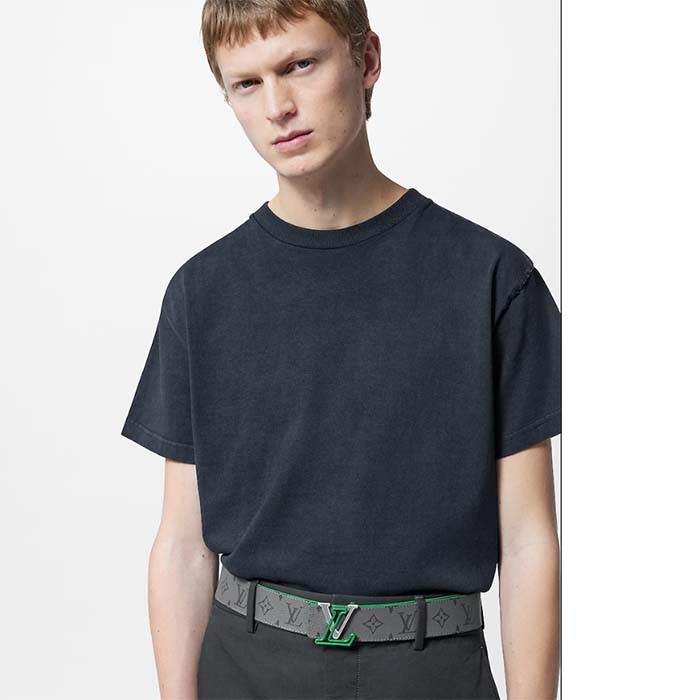 Louis Vuitton Unisex LV Line 40 MM Reversible Belt Green Monogram Eclipse Reverse Coated Canvas Calf Leather