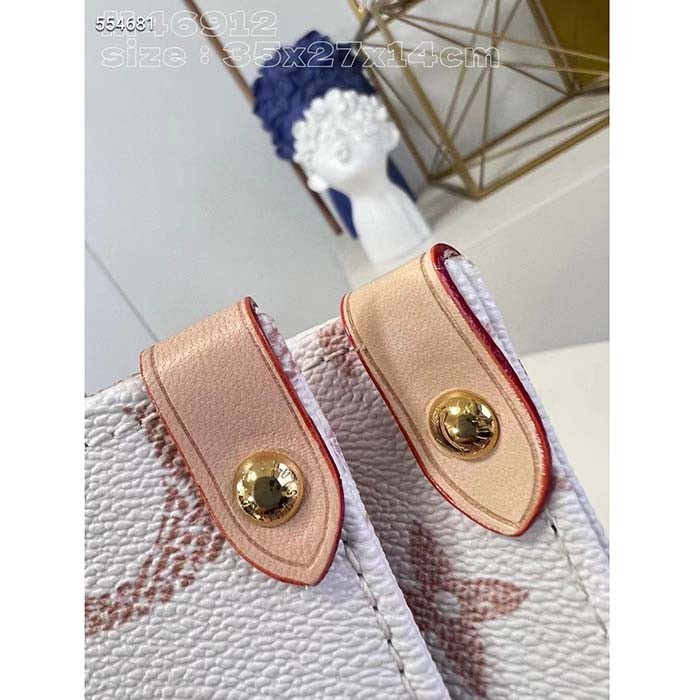 Louis Vuitton Unisex OnTheGo MM Tote Monogram Dune Coated Canvas Cowhide Leather M46912