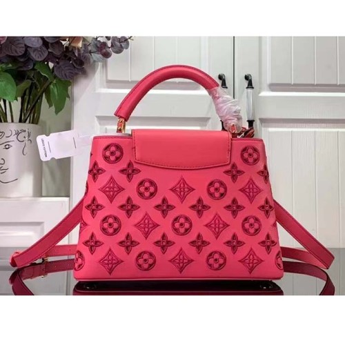 Louis Vuitton LV Women Capucines BB Handbag Pink Calfskin Leather Cowhide Lining