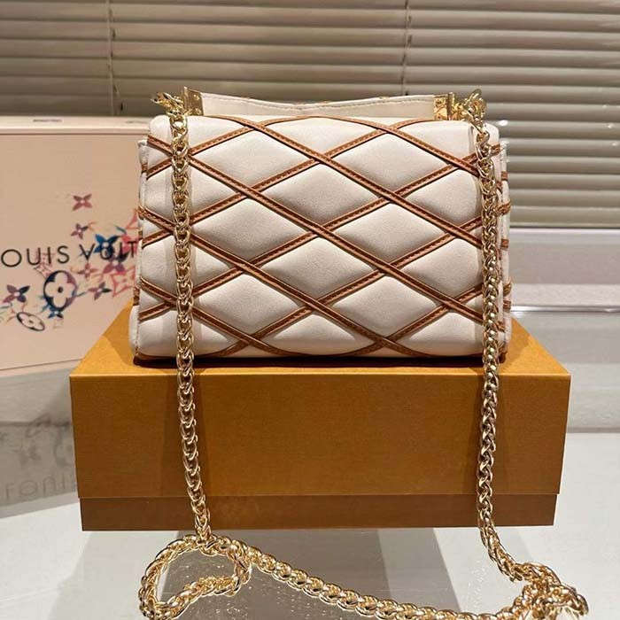 Louis Vuitton LV Women GO-14 MM Crème Beige Chestnut Brown Lambskin M25060