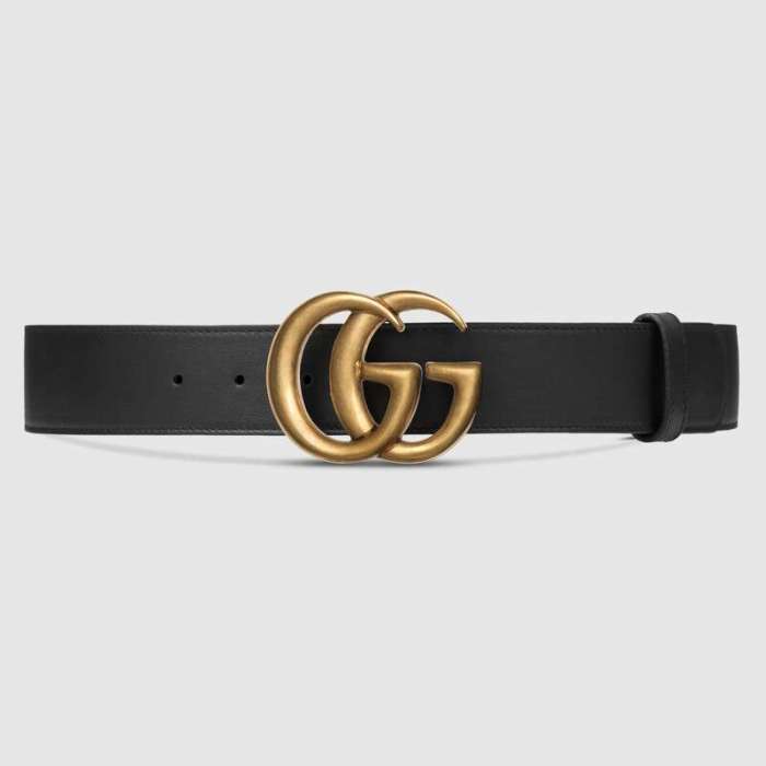 Gucci Unisex Leather Belt with Double G Buckle