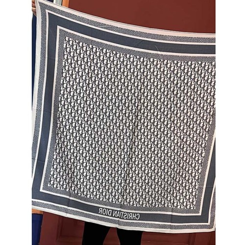 Dior Women CD Dior Oblique Diortwin 70 Square Scarf Navy Blue Silk Twill