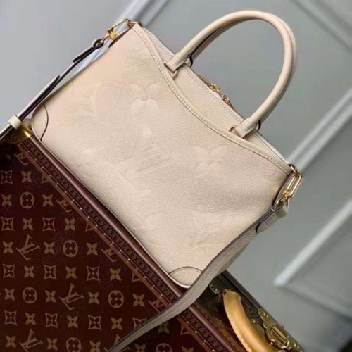 Louis Vuitton LV Women Trianon PM Bag Cream Embossed Grained Cowhide Leather