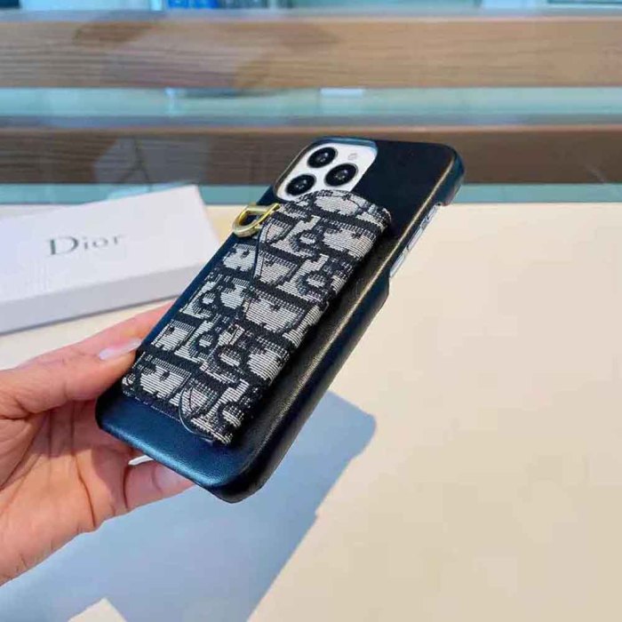 Dior Women Saddle Cover for Iphone Blue Dior Oblique Jacquard