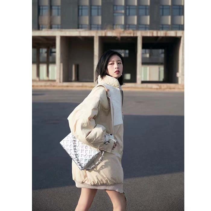 Louis Vuitton LV Women Coussin PM Handbag Silver Lambskin Cowhide Lining