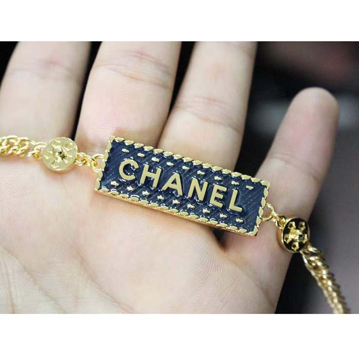 Chanel Women CC Chain Belt Metal Gold Blue Ref.  ABC748 B15375 NU456