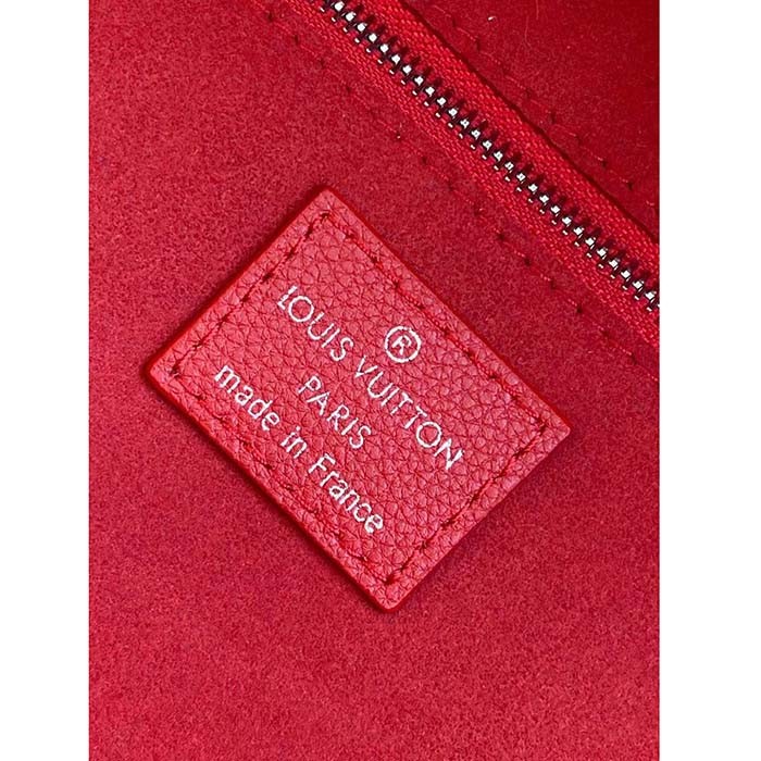 Louis Vuitton Women LVxYK Neverfull MM Tote Red White Embossed Grained Monogram Empreinte Cowhide