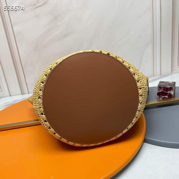 Saint Laurent YSL Women Panier Medium Bag Raffia Sandy