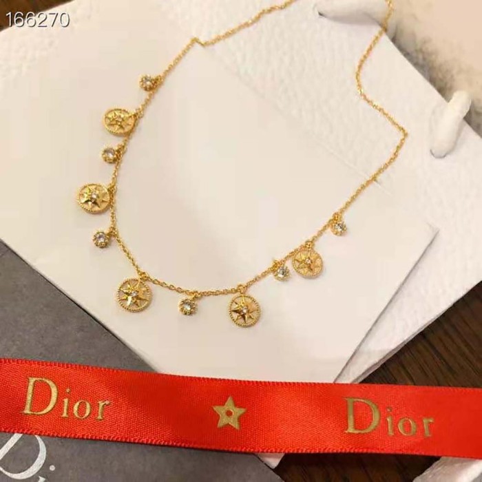 Dior Women Rose Des Vents Necklace Yellow Gold Diamonds and Mother-of-pearl