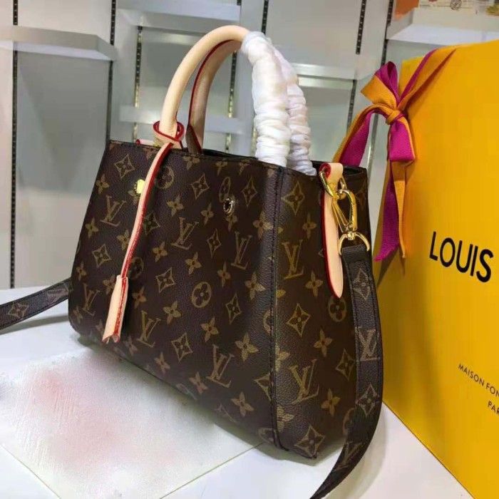 Louis Vuitton LV Women Montaigne MM in Iconic Monogram Canvas-Brown