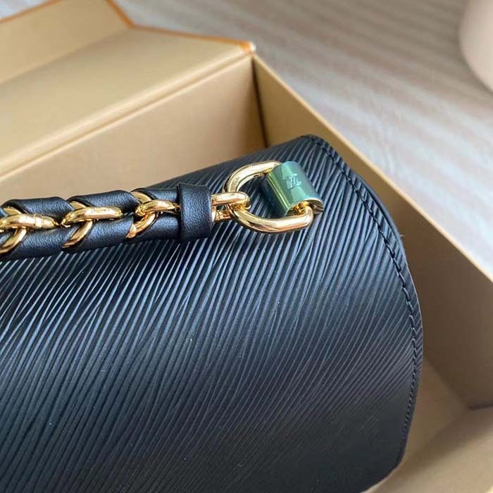 Louis Vuitton LV Women Twist MM Black Epi Grained Cowhide Leather Smooth-Cowhide Trim