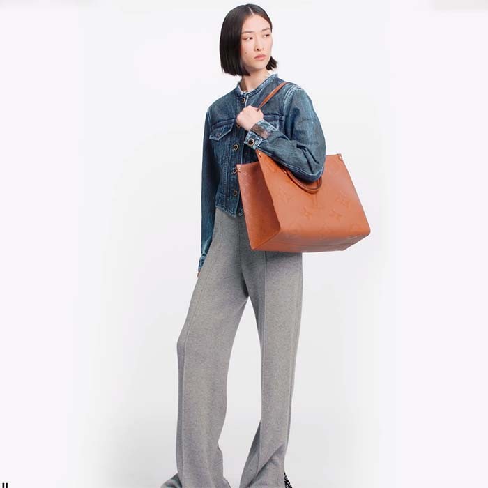 Louis Vuitton LV Women OnTheGO GM Tote Bag Brown Monogram Embossed Leather