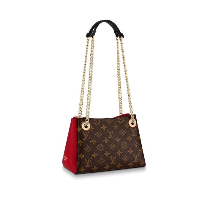 Louis Vuitton LV Women Surene BB Handbag in Monogram Canvas and Grained Calf Leather-Red