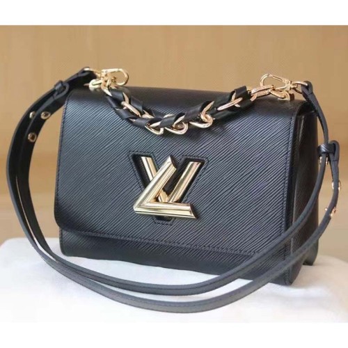 Louis Vuitton LV Women Twist MM Handbag Black Epi Grained Cowhide Leather