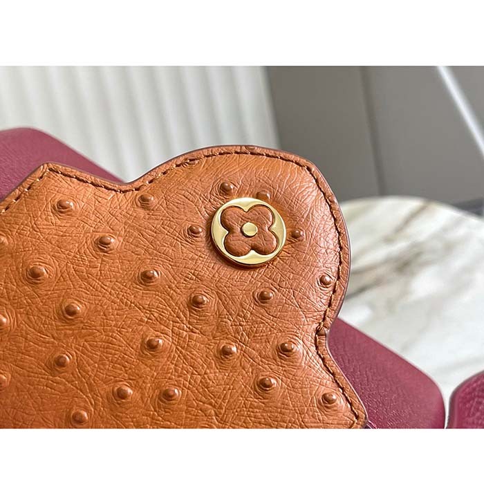 Louis Vuitton LV Women Capucines Mini Handbag Red Taurillon Ostrich Leather