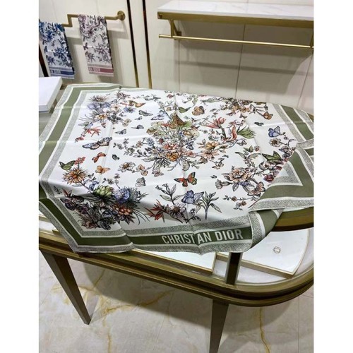Dior Women CD Toile De Jouy Mexico 90 Square Scarf Green Silk Twill