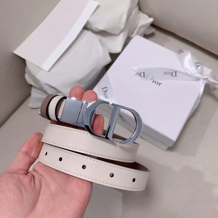 Dior CD Women 30 Montaigne Reversible Belt Latte Beige Smooth Calfskin
