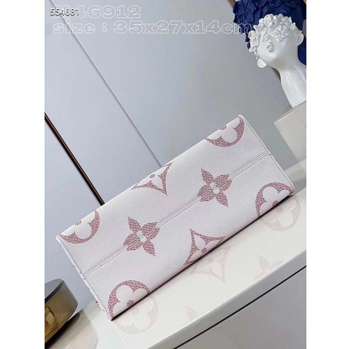 Louis Vuitton Unisex OnTheGo MM Tote Monogram Dune Coated Canvas Cowhide Leather M46912