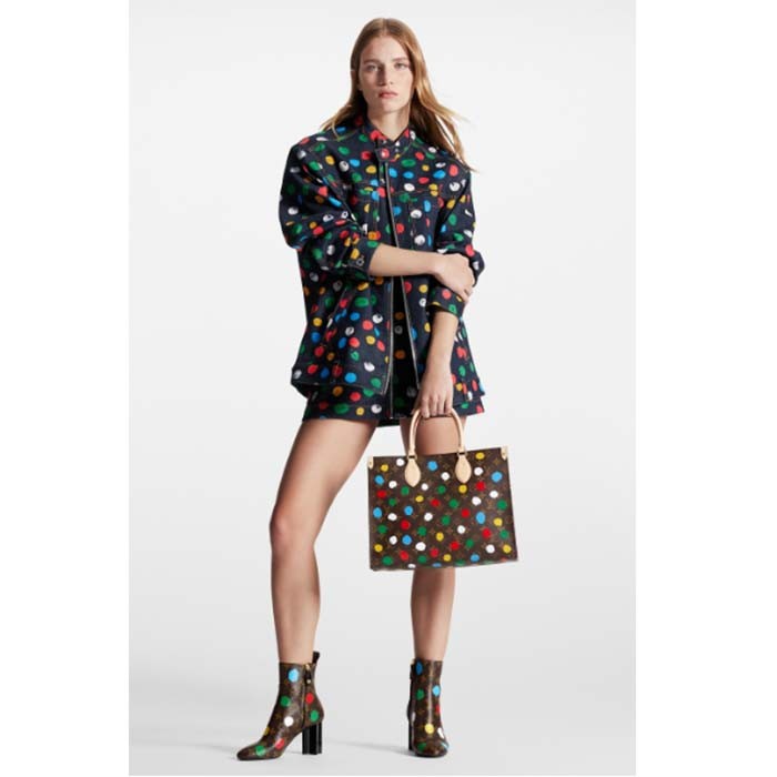 Louis Vuitton Unisex LVxYK OnTheGo MM Monogram Coated Canvas 3D Painted Dots Print