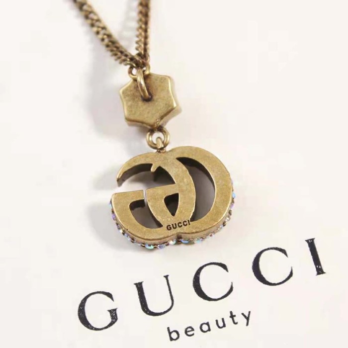 Gucci Women Double G Necklace with Crystals
