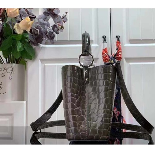 Louis Vuitton LV Women Capucines BB Handbag Grey Crocodilien Brillant Savoir Faire