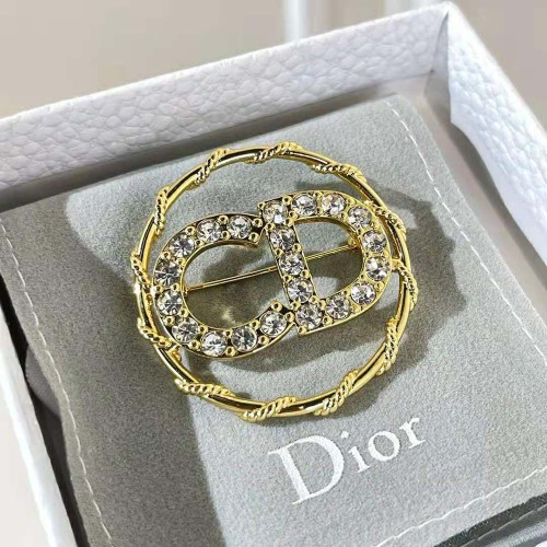 Dior Women Clair D Lune Brooch Gold-Finish Metal and White Crystals
