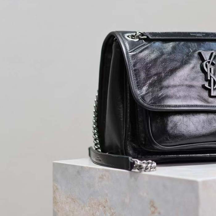 Saint Laurent YSL Women Niki Medium Grained Lamnskin Black