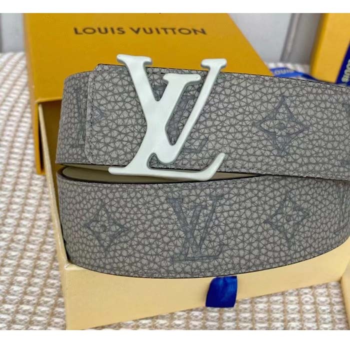 Louis Vuitton Unisex LV Shape MNG Climbing 40 MM Grey Reversible Belt Monogram Taurillon Leather