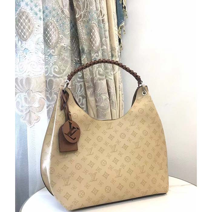 Louis Vuitton LV Women Carmel Hobo Bag Crème Beige Mahina Perforated Calf Leather