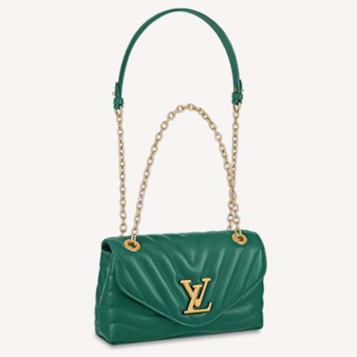 Louis Vuitton LV Women New Wave Chain Bag Handbag Emerald Green Smooth Cowhide Leather