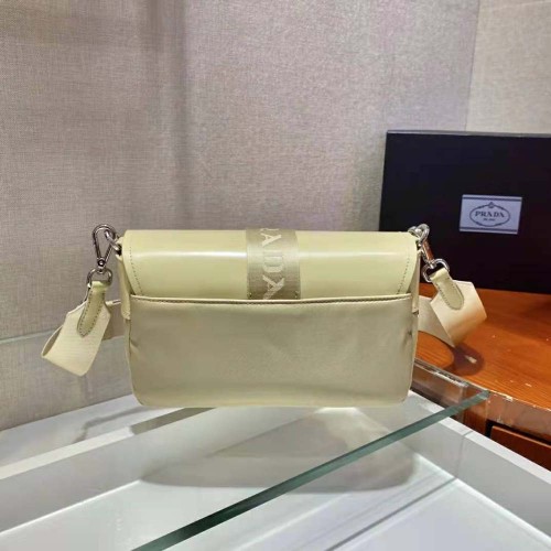 Prada Women Pocket Nylon and Brushed Leather Bag
