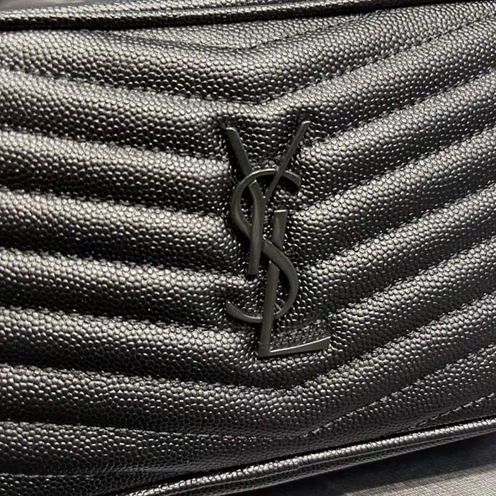 Saint Laurent YSL Women Mini Lou Quilted Leather Black Zip Closure
