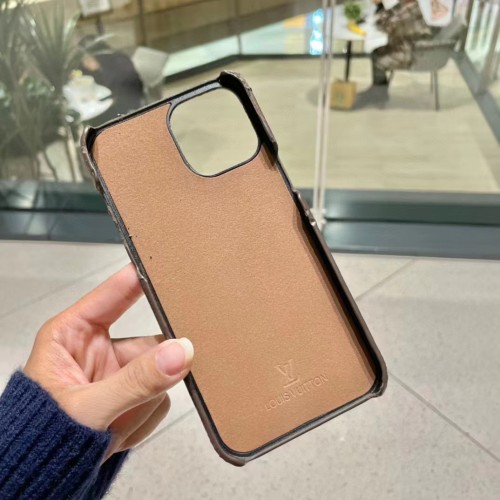 Louis Vuitton LV Unisex Apple IPhone Pro Pallas Bumper Monogram Canvas Black Calf