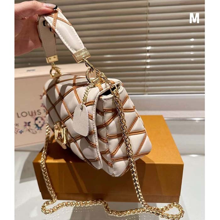 Louis Vuitton LV Women GO-14 MM Crème Beige Chestnut Brown Lambskin M25060