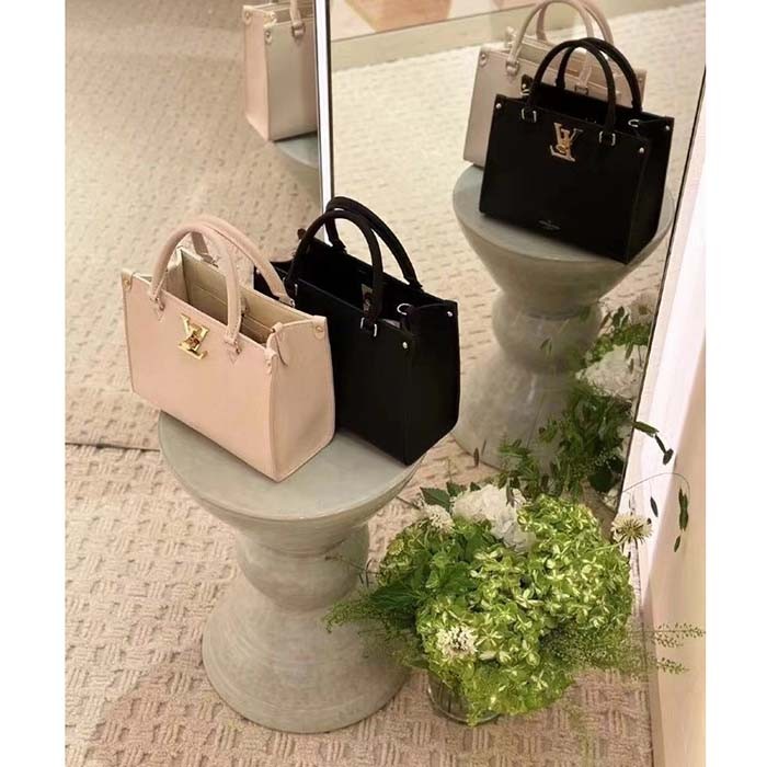 Louis Vuitton LV Women Lock & Go White Grained Calf Leather Microfiber Lining