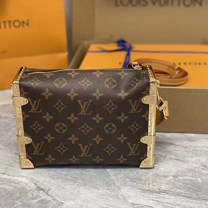 Louis Vuitton LV Women Side Trunk MM Monogram Coated Canvas Cowhide Leather