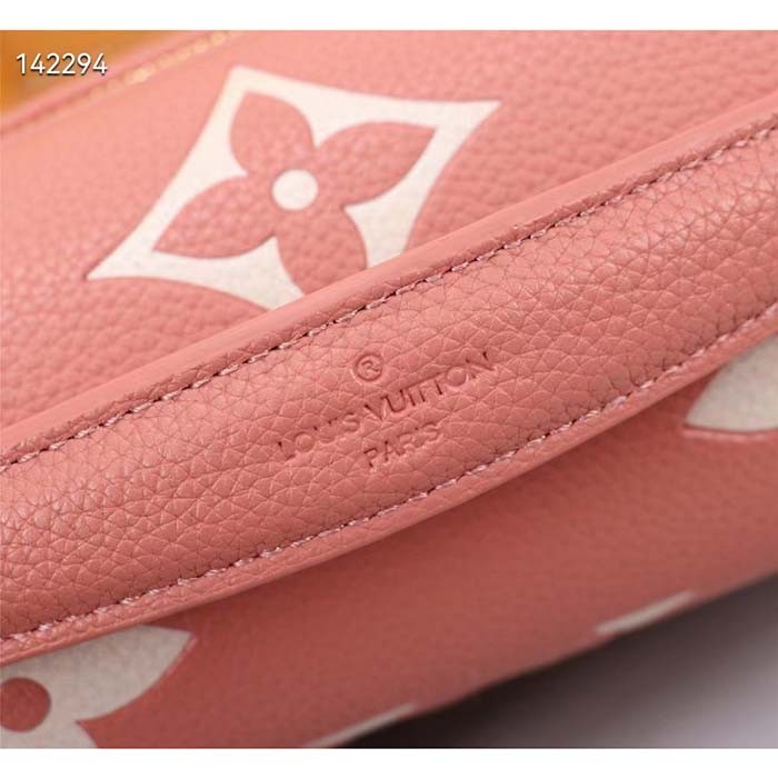 Louis Vuitton LV Women Pochette Métis Handbag Trianon Pink Cream Embossed Grained Cowhide