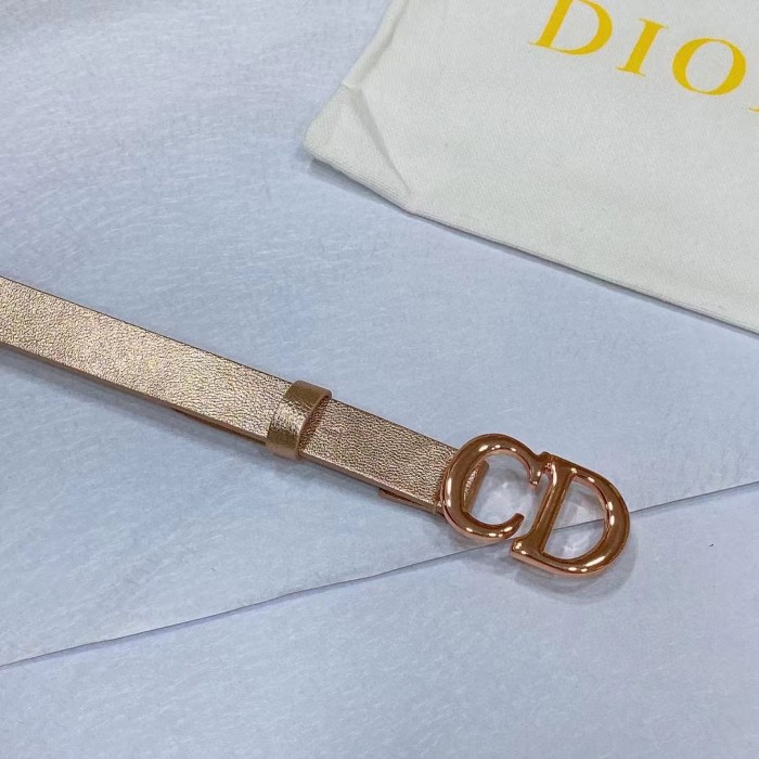 Dior Unisex CD Dior Or Saddle Belt Metallic Pink Smooth Calfskin 20 MM
