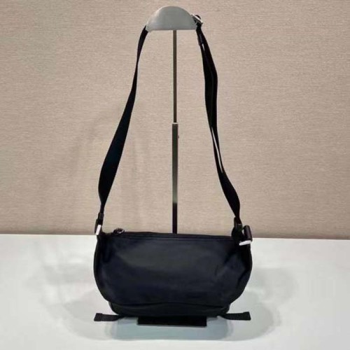 Prada Unisex Re-Nylon Saffiano Leather Shoulder Bag Black Fabric