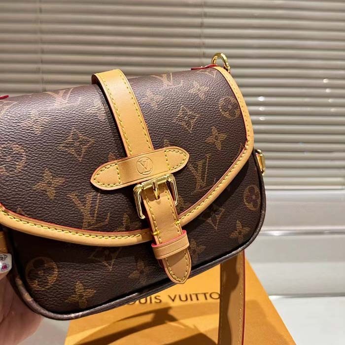 Louis Vuitton Women LV Saumur BB Monogram Coated Canvas Natural Cowhide Magnetic Closure M46740