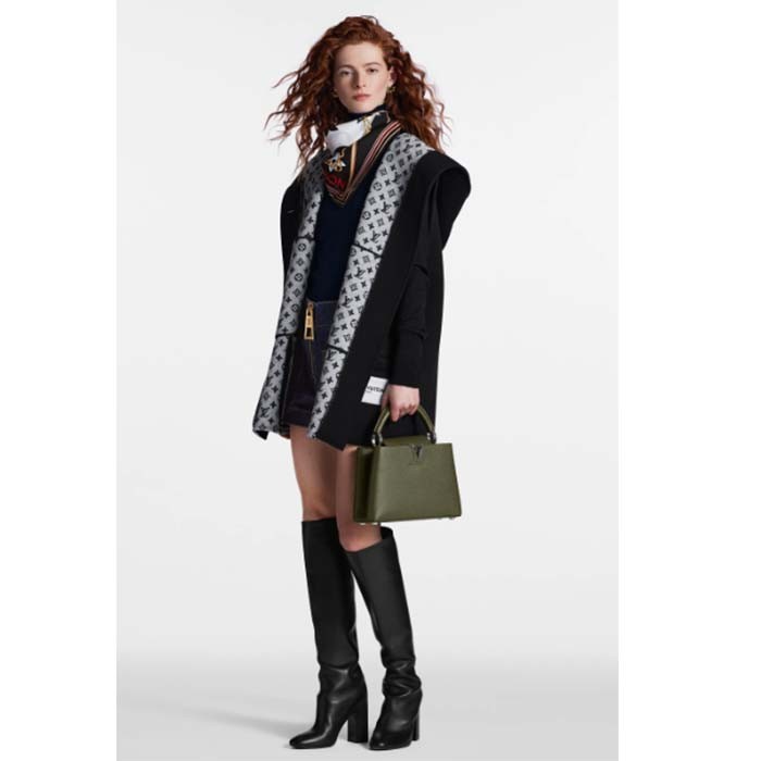 Louis Vuitton LV Women Capucines BB Handbag Kaki Dark Green Taurillon Cowhide Leather