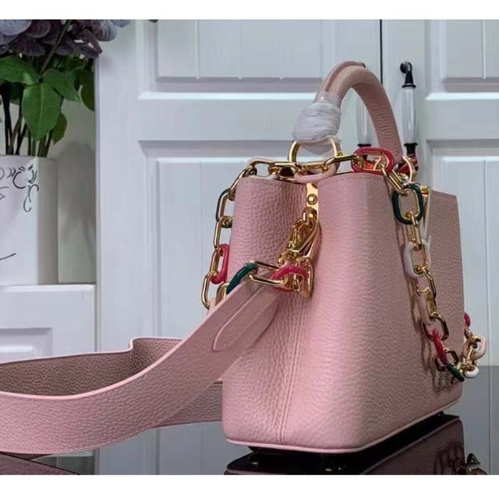 Louis Vuitton LV Women Capucines BB Handbag Jasmine Pink Taurillon Leather