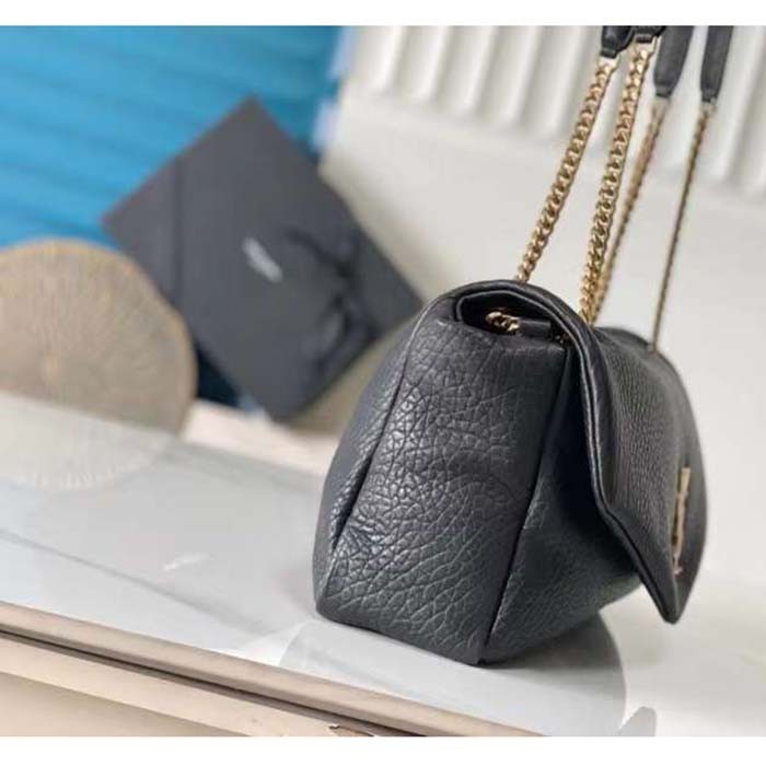 Saint Laurent YSL Women Calypso Large Grained Lambskin Black Brass