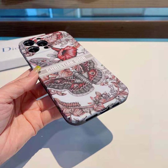 Dior Women Diortravel Cover for Iphone Toile De Jouy Reverse Printed Calfskin
