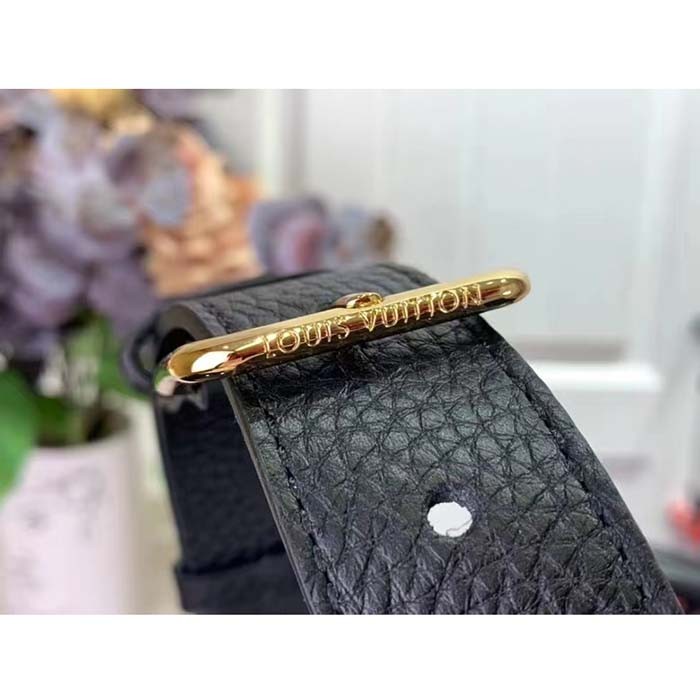 Louis Vuitton LV Women Lock It MM Black Taurillon Leather Smooth Calfskin Calf Leather