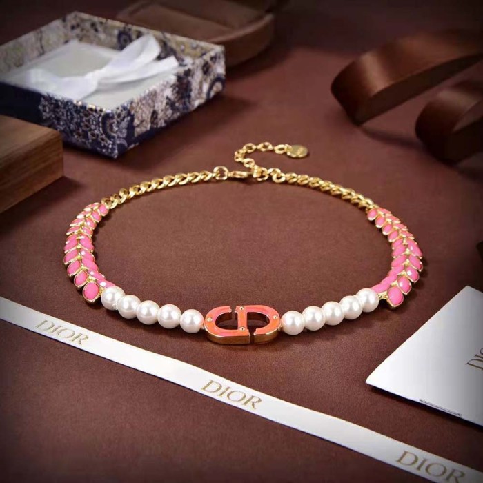 Dior Women 30 Montaigne Necklace Gold-Finish Metal with White Resin Pearls