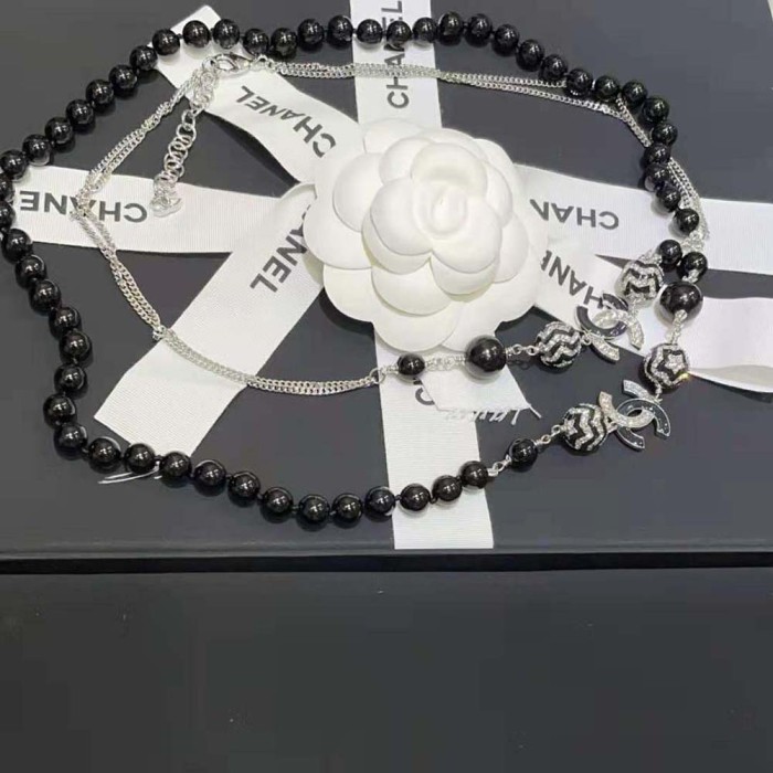 Chanel Women Long Necklace in Metal Glass Pearls and Strass